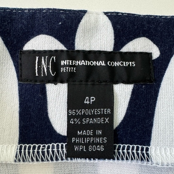 INC International Navy Blue and Blue White A-line pull on skirt. Size 4P - Picture 3 of 6